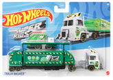 SET CAMION SI MASINA SPORT HOT WHEELS TRASH BASHER VERDE